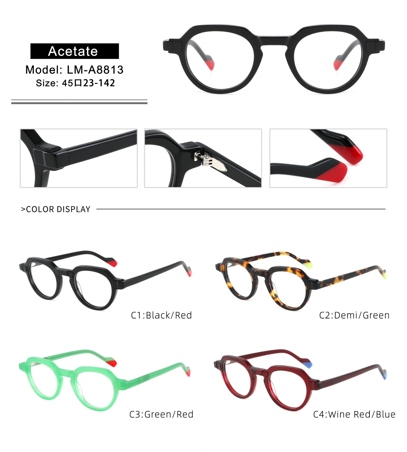 Square Acetate optical Eyeglasses