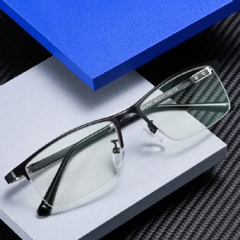 Mans Rectangle Optical frame Half Rim Metal Eyeglasses Classic Eyewear