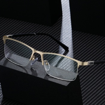 Mans Rectangle Optical frame Half Rim Metal Eyeglasses Classic Eyewear