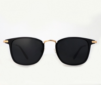 Unisex Fashion Mineral Grey Polarized Black and Gold Metal Sunglasses