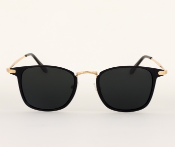 Unisex Fashion Mineral Grey Polarized Black and Gold Metal Sunglasses