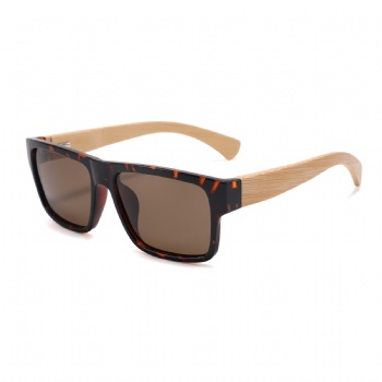 Unisex Rectangle Natural Bamboo Wood Hand Made UV400 Polarized Sunglasses