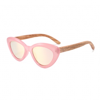 Woman's Cat Eey Natural Bamboo Wood Hand Made UV400 Polarized Sunglasses