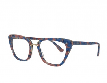 cat eye acetate and metal combination eyeglasses frame